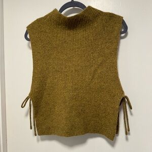 Olive Side-Tie Knit Sweater Vest